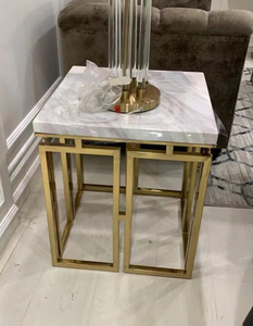<span class=keywords><strong>Tavolino</strong></span> superiore in <span class=keywords><strong>marmo</strong></span> mobili per soggiorno in Hotel tavoli centrali convenienti con Set di tavoli in acciaio inossidabile dorato - Product Image 5