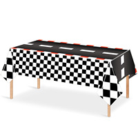 Nappe jetable en plastique à carreaux noir et blanc pour décoration de fête de Thanksgiving, anniversaire, Ramadan, Diwali, Nouvel An