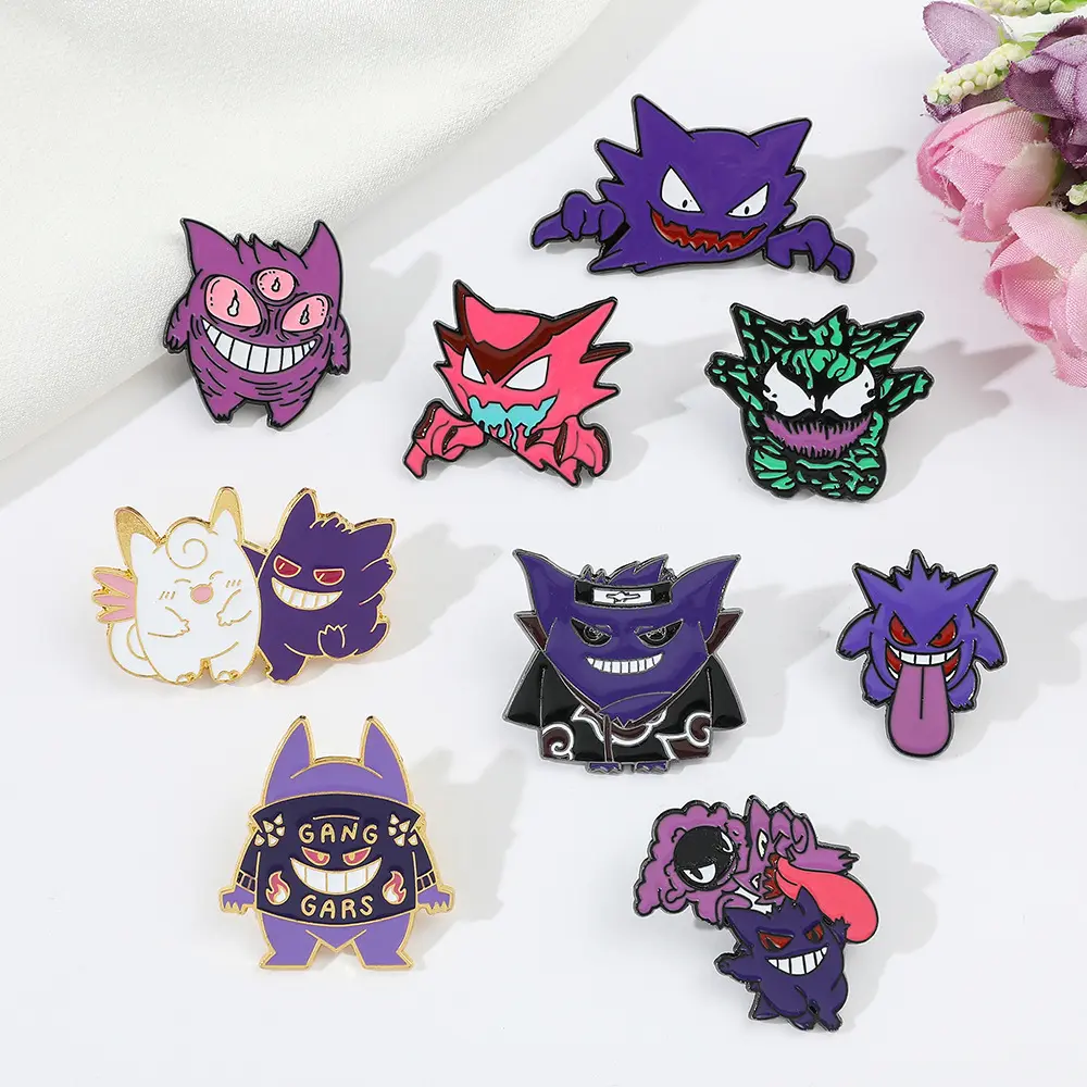 Toptan Anime serin komik karikatür Poke Gengar pimleri giyim aksesuarları emaye broş promosyon hediye parti şapka Pin dekorasyon