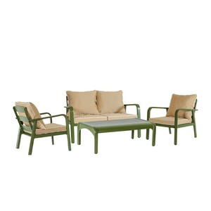 Ensemble de canapés de jardin en alliage d'aluminium, coussins imperméables, résistant à la rouille, mobilier d'extérieur contemporain pour villa, patio, terrasse de piscine - Product Image 1