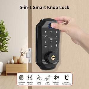 מנעול דלת חכם חדש לבית/מלון, מסך מגע, סיסמה, כרטיס, טביעת אצבע, מפתח מכני, תואם TT Tuya APP, ידית נעילה לדלת - Product Image 2