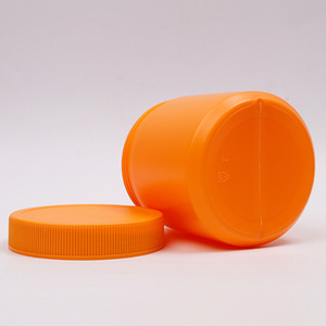 Pot vide en plastique HDPE orange à large ouverture de 500 ml avec bouchon à vis pour l'emballage de granulés à croquer souples, 16 oz - Product Image 2