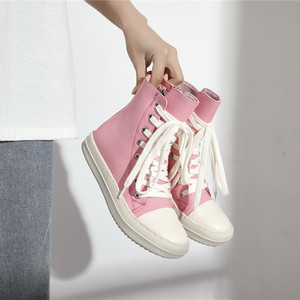 Scarpe Casual da <span class=keywords><strong>donna</strong></span> in pelle sintetica con lacci alla caviglia da <span class=keywords><strong>donna</strong></span> Sneaker Zip Hip Hop Streetwear scarpe da ginnastica nere - Product Image 3