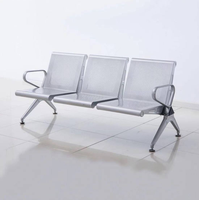 Chaises d'extérieur modernes pour 3 personnes, siège en cuir PU, durables, faciles à nettoyer, en aluminium, usage commercial, centre commercial, aéroport, hôpital, gare, école