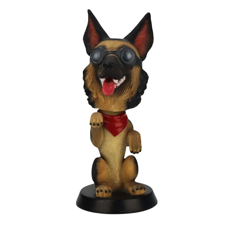 2023 Resin Dog Bobble Head Hund mit Brille Figur Auto Ornament Garten Outdoor Dekoration Home Dekoration