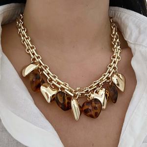 Moda Layered Lepord Coração Encantos Colar de Pingente com 18k Banhado a Ouro Link Cadeia Gargantilha Jóias Colar Conjuntos para As Mulheres - Product Image 1