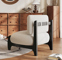 Fauteuil de salon moderne de luxe nordique en velours rembourré avec accoudoirs en bois massif, éponge blanche, pour la détente dans le salon, la chambre ou la salle de séjour