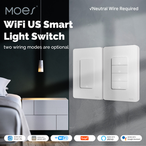 مفتاح واي فاي ذكي MOES Tuya إصدار أمريكي 1-4 عصابات بسلك أرضي ومحايد للتحكم عن بعد عبر التطبيق يعمل مع Alexa و Google Home - Product Image 3