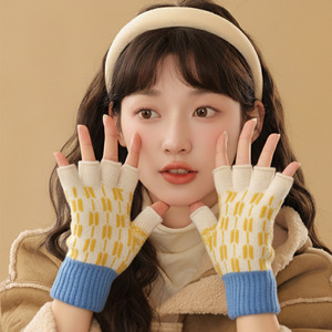 Guanti <span class=keywords><strong>Senza</strong></span> <span class=keywords><strong>Dita</strong></span> Personalizzati per Donne, Guanti Termici a Mezza <span class=keywords><strong>Dita</strong></span> in Maglia per Studentesse - Product Image 6