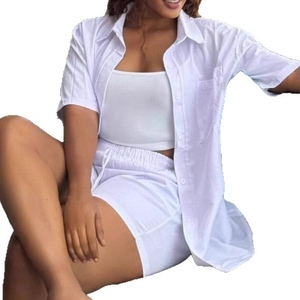 Ensemble chemise à manches courtes et short pour femme, boutonné, décontracté, tenue en 2 pièces, tendance - Product Image 5
