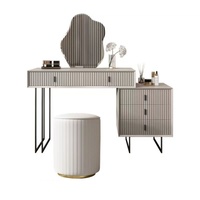 Miroir de maquillage LED de style crème minimaliste moderne avec certificat CE, avec tiroir de rangement, ensemble de table de maquillage