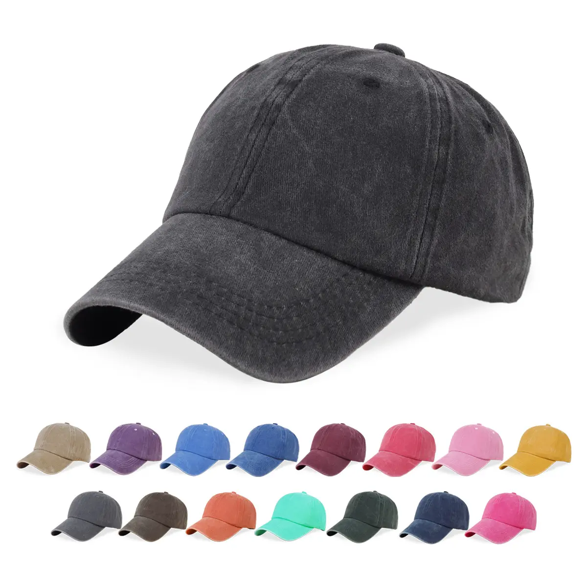 Cappelli da Baseball sportivi lavati in tinta unita in cotone Vintage retrò regolabili non strutturati