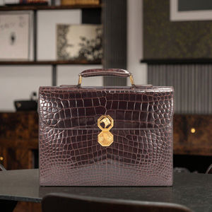 Maletín de Negocios para Hombre de Cuero de Cocodrilo del Nilo Auténtico de Alta Calidad, Bolso de Mano de Cuero Genuino con Cierre de Hebilla, Portátil y Versátil - Product Image 1