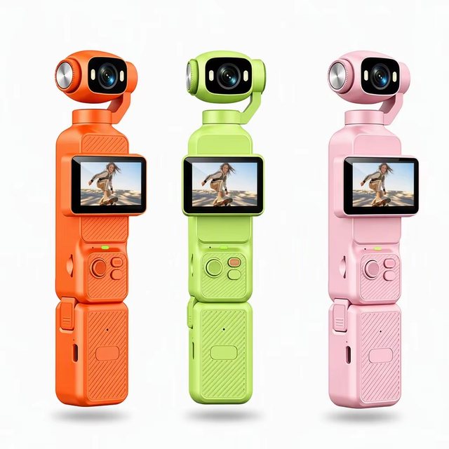 Pocket Camera Gimbal Camera 3 Axis Stabilization 1080P HD Vlog Camera with Touch Screen and Fill Light for Outdoor Sports