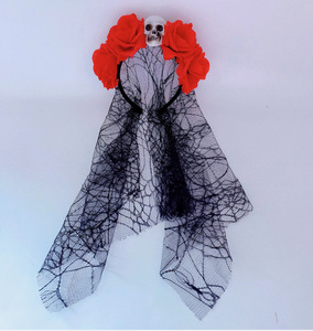 Diadema Mexicana con Flores Artificiales de Rosa y Calavera para el Día de los Muertos, Diademas para el Festival del Día de los Muertos, Accesorios para el Cabello - Product Image 3