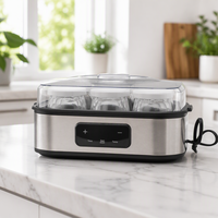 Yaourtière Électrique Automatique en Plastique avec 9 Pots en Verre, 25W, Contrôle de Température, Contrôle par Application, Écologique