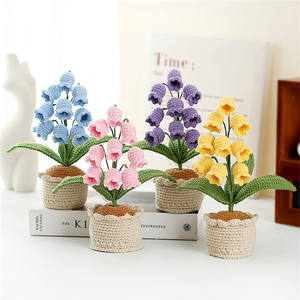 Lirios del Valle Tejidos a Crochet al por Mayor, Flores Artificiales en Maceta, Orquídeas Tejidas, Adornos de Bonsái para Decoración del Hogar, Regalo para Niñas - Product Image 1