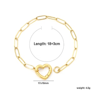 Pulseras de Cadena de Acero Inoxidable Chapadas en Oro de 18K, Modernas, con Diseño de Clip, para Mujer, Resistentes al Agua, con Corazón, para Regalo - Product Image 2