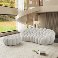 Canapé 3 places Atunus pour salon, compressé sous vide, confortable, moderne, en tissu nid d'abeille gris, style bulle