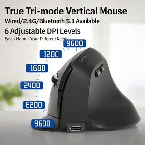Mouse Ergonómico Vertical Inalámbrico 2.4G de Modo Dual con Retroiluminación RGB para Juegos, Alimentado por Batería para PC y Laptops - Product Image 2