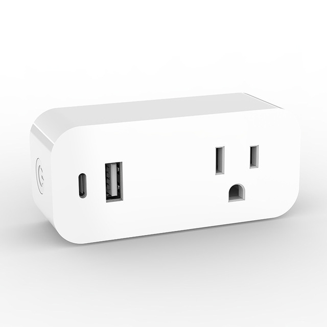 RSH WiFi US 15A Smart Plug with ABS Plastic Type C Socket Remote Control 2 USB a Output Ports Alexa Google Home