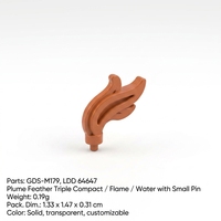 Gobricks GDS-M179 Vente en gros de briques de construction LDD 64647 Accessoire de coiffure Plume Flamme Triple Point Compatible avec la marque