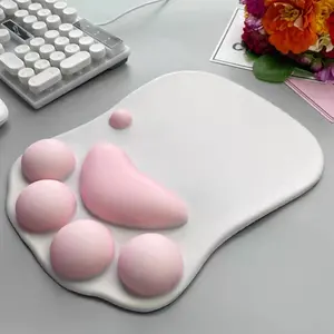 Mousse à mémoire de forme en Silicone, tapis de souris mignon dessin animé griffe chat 3D tapis de paume tapis de souris avec repose-poignet