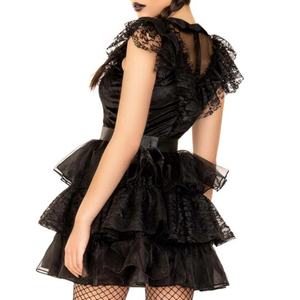 Disfraz Familiar 2025, Vestido Gótico Negro de Tela para Mujer, Halloween - Product Image 4