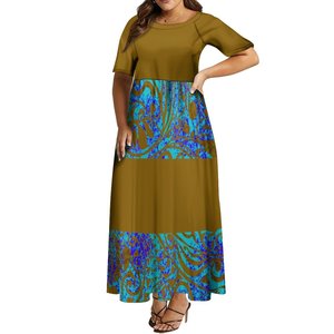 Pacific Island Art Design femmes robes élégantes en gros personnalisé vert grande taille femmes décontracté <span class=keywords><strong>robe</strong></span> de soirée Maxi <span class=keywords><strong>robe</strong></span> <span class=keywords><strong>tahitienne</strong></span> - Product Image 3