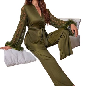 Conjunto de Pijamas Sexys para el Hogar, Cintura Elástica, Talla XL, Puños con Detalles, Camisón - Product Image 4