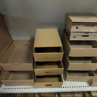 Boîte d'organisation de rangement à tiroir à 3 niveaux recyclable et écologique Papier kraft ondulé réutilisable Ruban imprimé UV E-flûte pratique