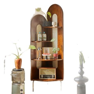 French Style Retro Corner Bookcase 4 Layers Solid Wood Space Saving Storage <b>Shelf</b> For Living Room <b>Bedroom</b> - Product Image 5