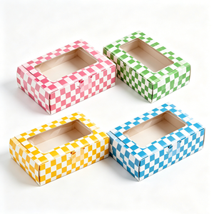 Caja de Pastelería a Cuadros Rosa de Grado Alimenticio <span class=keywords><strong>al</strong></span> <span class=keywords><strong>por</strong></span> <span class=keywords><strong>Mayor</strong></span>, Caja Desechable para <span class=keywords><strong>Donuts</strong></span>, Galletas, Macarons, Caja de Embalaje para Panadería con Ventana - Product Image 3