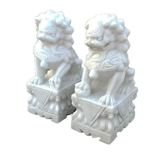 中国石材工厂制造的经典设计石材大理石Foo狗雕像华狮