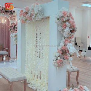 ฉากหลังงานแต่งงาน PVC คุณภาพสูง รูปทรงสี่เหลี่ยม 3 มิติ พร้อมดอกไม้สีขาว - Product Image 2