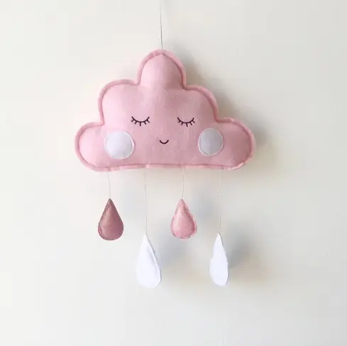 Nordic children's tent decoration baby girl boy room decor cloud wool felt raindrop wall hanging pendant