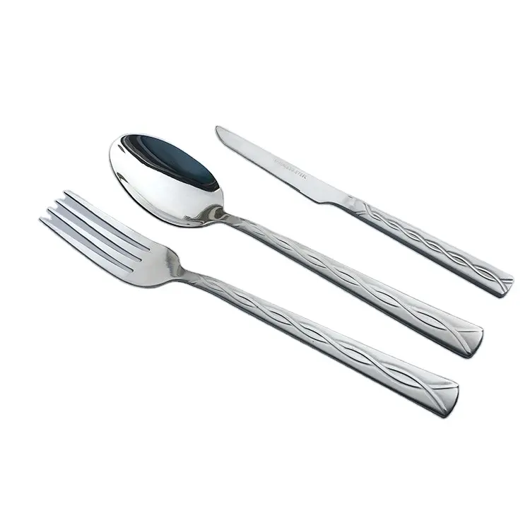 Low price Hotel Set Knife and Spoon Wholesale Silver Plated Stainless Steel Cutlery Flatware Set Dinner Knife Fork Spoon