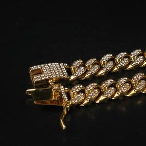 Cadena Hip Hop Iced Out con Dijes de Cristal CZ para Hombre y Mujer, Collares de Cadena Cubana, Gargantilla, Joyería de Oro de 18K - Product Image 3