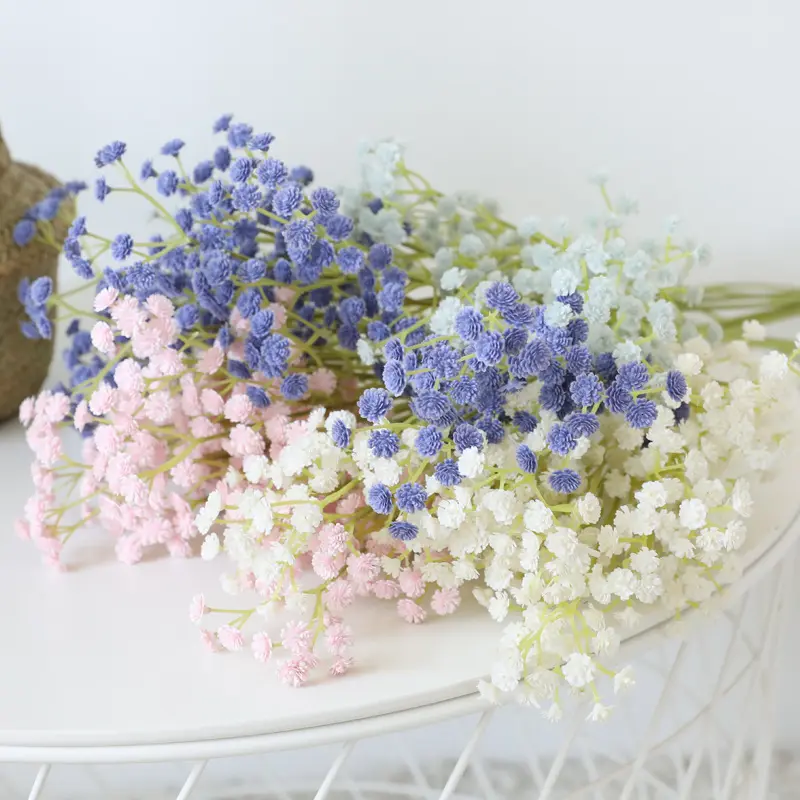 R111 Msh Topseller Decoratief Bloemenboeket Real Touch 3Heads Babybreath Kunstzijden Bloemen