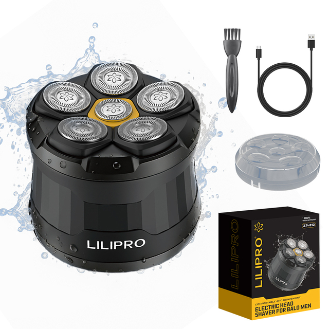 LILIPRO ZP-812 Travel Palm Size Head Clipper Full Body Wash One Hand Self Head Shaver 6D Magnetic Electric Razor for Bald Men