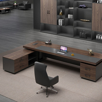 Meubles de bureau modernes de luxe en bois, table de patron, bureau de PDG, bureau de direction, table de bureau