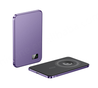 Magsafered Ultra Thin Aluminum Alloy Magnetic Wireless 2-in-1 Power Bank 20W Fast Charger 5000mAh Pure Cobalt Battery LED Type-C