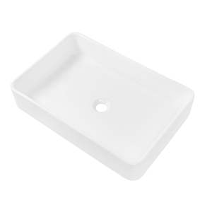 Lavabo Rectangular DB para Baño, 24x16, Porcelana Blanca, Montaje Sobre Encimera, Diseño Moderno - Product Image 1