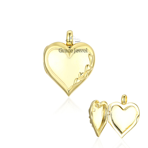 Grace Jewel Boîte <span class=keywords><strong>photo</strong></span> en argent sterling 925 <span class=keywords><strong>avec</strong></span> pendentif en forme de cœur ouvrable Pendentifs fins et breloques en plaqué or gravé - Product Image 1