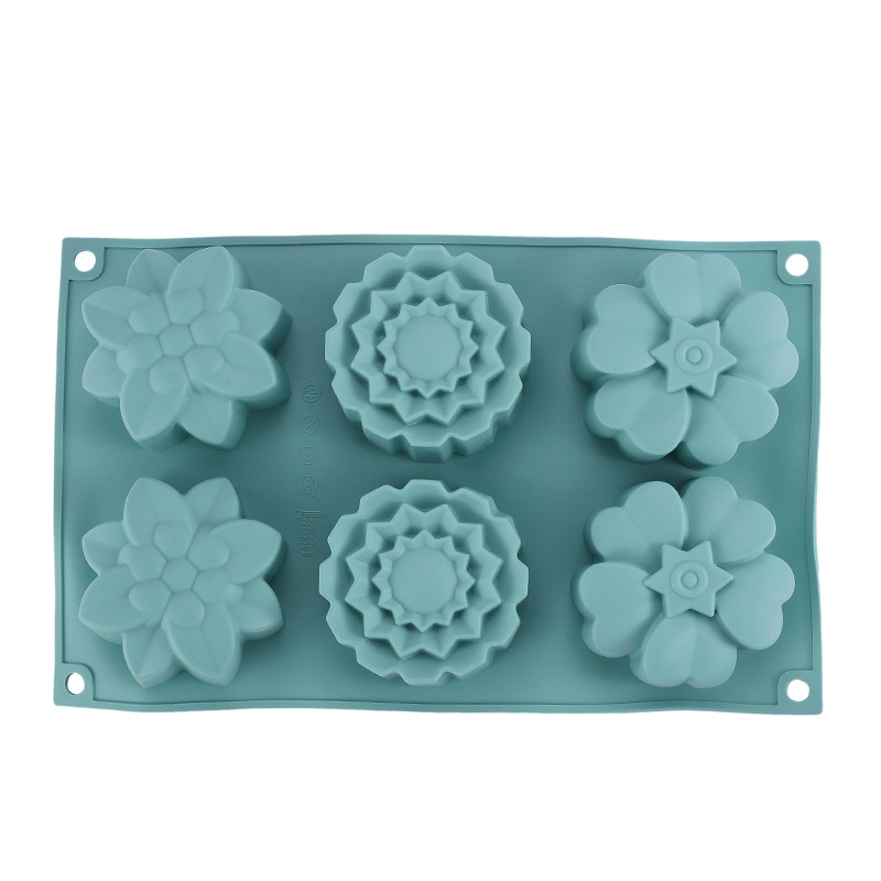 Silicone round Flower Cake Mold Household DIY Jelly Rice Mooncake Mold Set for Chocolate Fudge Process Oven Tray Included