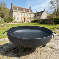 Table de foyer autoportante en fonte robuste, écologique, avec revêtement en poudre, style classique, pour terrasse extérieure et camping