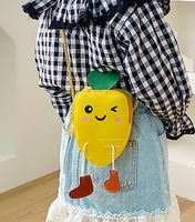 Sac à bandoulière mignon et portable pour filles, en cuir PU, motif carotte de dessin animé, avec doublure en coton, et porte-monnaie