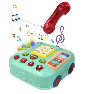Grosir bayi anak laki-laki 1 2 tahun pendidikan-Panggilan Telepon Peran Anak-anak, Keyboard Piano Menyala, Mainan Pendidikan dan Pembelajaran Prasekolah Mainan Musik Bayi untuk Anak-anak