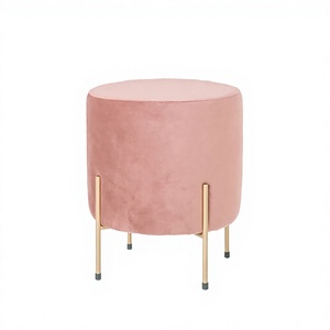 Modern Nordic Velvet Fabric Tall Ottoman <b>Stool</b> Classic European Style Multi Functional Durable Footstool - Product Image 2
