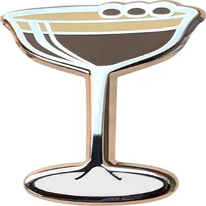 Innovative Custom Colourful Metal Beverages Enamel Elegant Cocktail Goblet Milk Tea Lapel Pins Enamel Evening Party Pins